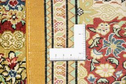 Full view of New Ghom rug from Iran / Persia, 80 × 58 cm in Multi Color tones