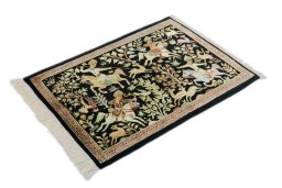 Corner detail of New Ghom rug showing border pattern and Silk pile