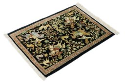 Close-up detail of New Ghom rug from Iran / Persia showing Silk weave