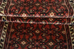 Full view of 2000s Hoseinabad rug from Iran / Persia, 292 × 78 cm in Red tones