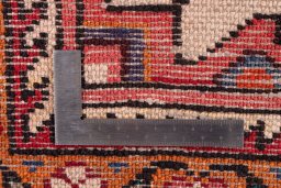 Surface texture of 1980s Hoseinabad rug with natural Wool and intricate pattern