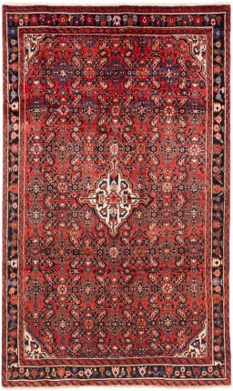 Full view of 1988s Hoseinabad rug from Iran / Persia, 248 × 150 cm in Terracotta tones