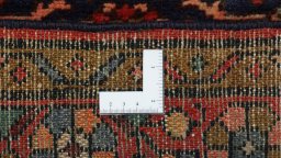 Full view of 2000s Hoseinabad rug from Iran / Persia, 320 × 115 cm in Dark blue tones
