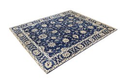 Corner detail of 1980s Isfahan rug showing border pattern and Wool pile