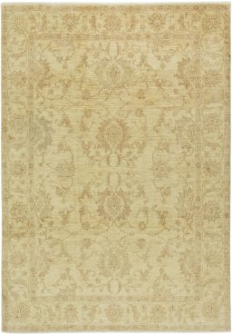 Full view of New Isfahan rug from Iran / Persia, 331 × 231 cm in Beige tones