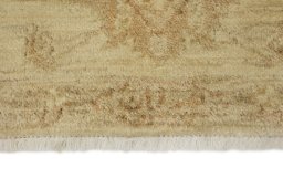 Backside of handmade New Isfahan rug showing knot structure and weave density
