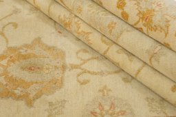 Close-up detail of 1990s Isfahan rug from Iran / Persia showing Wool weave