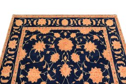 Surface texture of 1980s Isfahan rug with natural Wool and intricate pattern