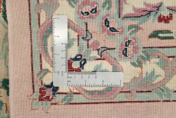 Close-up detail of New Isfahan rug from China showing Wool weave