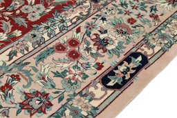 Close-up detail of New Isfahan rug from China showing Wool weave