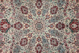 Central medallion detail of New Isfahan rug from China