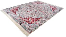 Close-up detail of New Isfahan rug from China showing Wool weave