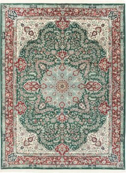 Full view of New Isfahan rug from China, 365 × 274 cm in Green tones