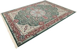 Close-up detail of New Isfahan rug from China showing Wool weave