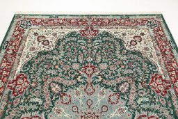 Surface texture of New Isfahan rug with natural Wool and intricate pattern