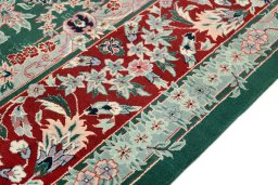 Close-up detail of New Isfahan rug from China showing Wool weave