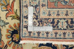 Corner detail of 1920s Isfahan rug showing border pattern and Wool pile