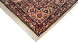 Backside of handmade 1990s Isfahan rug showing knot structure and weave density