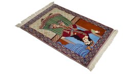 Corner detail of 1990s Isfahan rug showing border pattern and Wool pile