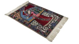 Corner detail of 1990s Isfahan rug showing border pattern and Wool pile