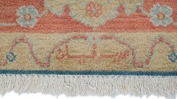 Close-up detail of New Isfahan rug from Iran / Persia showing Wool weave