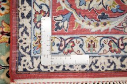 Full view of 1990s Isfahan rug from Iran / Persia, 226 × 146 cm in Green tones