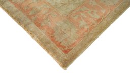Backside of handmade New Isfahan rug showing knot structure and weave density