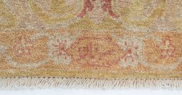 Close-up detail of New Isfahan rug from Iran / Persia showing Wool weave
