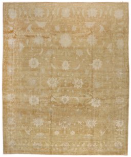 Full view of New Isfahan rug from Iran / Persia, 290 × 243 cm in Brown tones