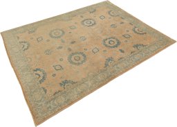 Corner detail of New Isfahan rug showing border pattern and Wool pile