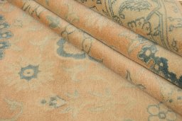 Close-up detail of New Isfahan rug from Iran / Persia showing Wool weave
