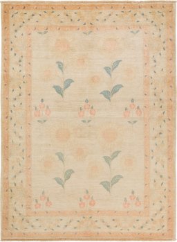 Full view of New Isfahan rug from Iran / Persia, 198 × 150 cm in Beige tones
