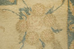 Close-up detail of New Isfahan rug from Iran / Persia showing Wool weave