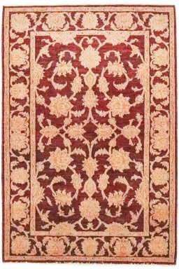Full view of New Isfahan rug from Iran / Persia, 150 × 100 cm in Dark red tones