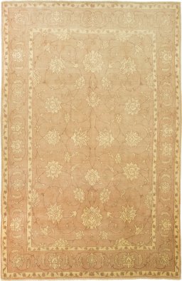 Full view of New Isfahan rug from Iran / Persia, 315 × 202 cm in Brown tones