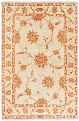 Full view of New Isfahan rug from Iran / Persia, 156 × 100 cm in Cream tones