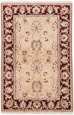 Full view of New Isfahan rug from Iran / Persia, 148 × 98 cm in Cream tones