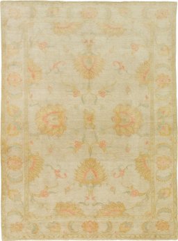 Full view of New Isfahan rug from Iran / Persia, 264 × 195 cm in Beige tones