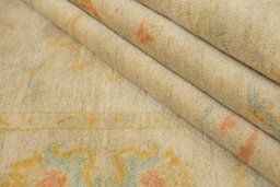 Full view of New Isfahan rug from Iran / Persia, 264 × 195 cm in Beige tones