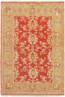 Full view of New Isfahan rug from Iran / Persia, 141 × 97 cm in Red tones