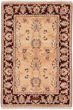 Full view of New Isfahan rug from Iran / Persia, 140 × 95 cm in Terracotta tones