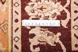 Close-up detail of New Isfahan rug from Iran / Persia showing Wool weave