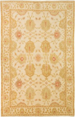 Full view of New Isfahan rug from Iran / Persia, 290 × 190 cm in Cream tones