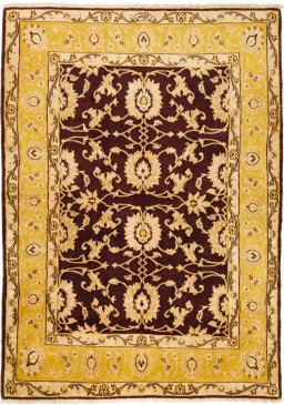 Full view of New Isfahan rug from Iran / Persia, 245 × 175 cm in Dark red tones