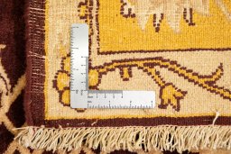 Full view of New Isfahan rug from Iran / Persia, 245 × 175 cm in Dark red tones