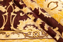 Corner detail of New Isfahan rug showing border pattern and Wool pile