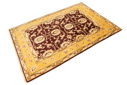 Corner detail of New Isfahan rug showing border pattern and Wool pile
