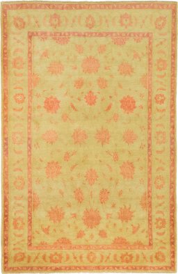 Full view of New Isfahan rug from Iran / Persia, 300 × 195 cm in Green tones