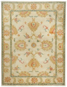 Full view of New Isfahan rug from Iran / Persia, 200 × 152 cm in Cream tones