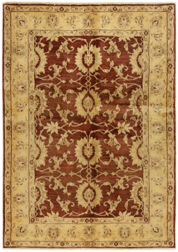 Full view of New Isfahan rug from Iran / Persia, 208 × 146 cm in Dark red tones